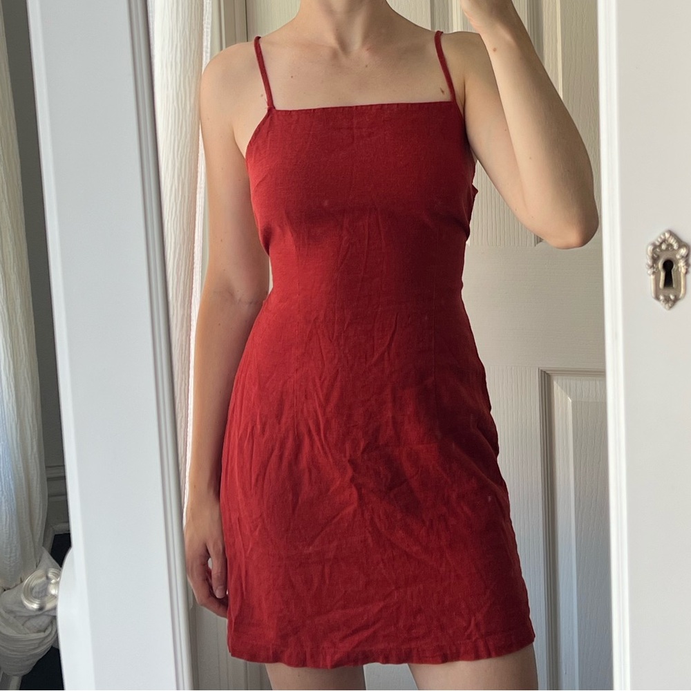 Burnt Orange Spaghetti Strap Dress